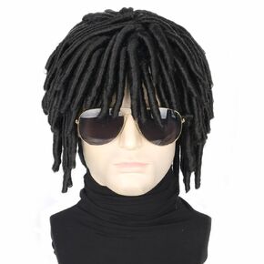 Black Braided Dreadlock Wig for Men or Black Women Rock Hippie Funny Wig Halloween Costume Party Wig