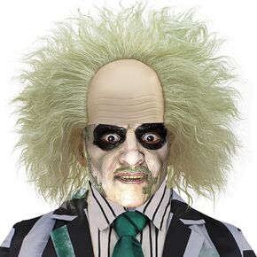 Men’s Bald Cosplay Wig Light Green Fluffy Short Curly Green Wig for Halloween Synthetic Anime Party Costume Scientist Wig