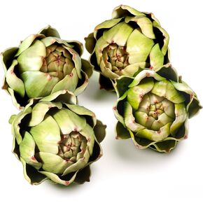 4-Pack Large Green Faux Artichokes, Realistic Plastic Lifelike Artificial Vegetables for Kitchen Decorations, Durable Fake Fruits for DIY Crafts, Party, Sample Rooms (Green)