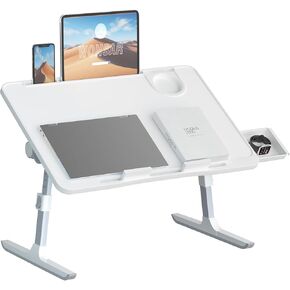 Lap Desk for Bed, Folding Laptop Stand for Bed Table, Adjustable Portable Laptop Bed Tray Desk with Storage Drawer Bookstand Cup Holder for Eating, Working, Writing in Sofa Couch Floor