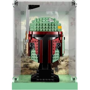 Acrylic Display Case for ( Lego Star-Wars Tie Fighter Pilot 75274 Helmet Head ) Building Block Model, Customized Decorative Clear Box, Acrylic Plate with Base & Painted Background-7.5*7.5*10.3 inches