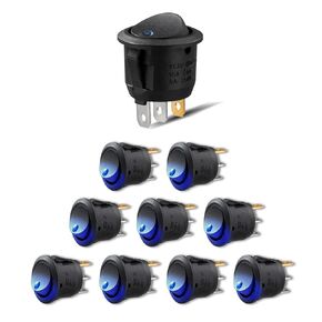 10 قطعة تبديل دائري LED التبديل 12 فولت سيارة شاحنة الروك التبديل على الخروج التحكم مع الضوء الأزرق للسيارات البحرية السيارات