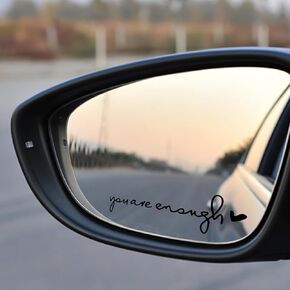 You are Enough Rearview Mirror Decal, Inspirational Car Decals, Vinyl Self-Love Mirror Stickers for Cars, Car Mirror Decal for Women, Car Accessories Universal for All Car (Laser Silver)