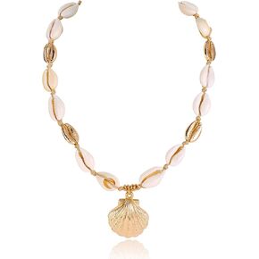 Firstmeet Boho Beach Shell Necklace Handmade Summer Conch Choker Vacation Gift for Women