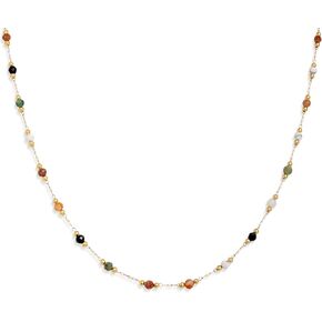 Gold Birthstone Station Necklace for Women - Delicate Simulated Diamond Necklaces Dainty Rainbow Candy Crystal Rhinestone CZ Chian Choker Gifts for Mother