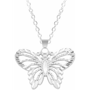 Jude Jewelers Stainless Steel Carved Butterfly Style Wedding Statement Holiday Necklace