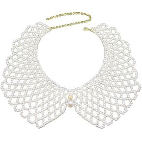 طوق قلادة مقلد حبات اللؤلؤ مريلة بيان طوق كاذبة للانفصال للنساء in Kuwait