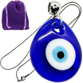 Evil Eye Jewelry - Evil Eye Necklace - Hypoallergenic Stainless Steel Snake Chain with Blue Glass Evil Eye Charm - Chic Evil Eye Jewelry for Women Makes Great Evil Eye Protection