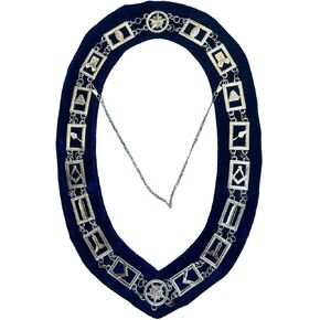 Masonic Regalia Blue Lodge Chain Collar Silver Plated Blue Backing