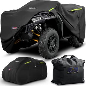600D ATV Cover Waterproof Heavy Duty Trailerable 4 Wheeler Cover Quad Cover Atv Covers All Season Weather Proof Outdoor UV Protection for Polaris Kawasaki Yamaha Suzuki Can-Am Black/Gray-M