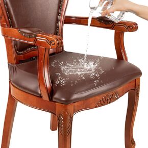 Waterproof PU Leather Dining Room Chair Covers with Arms, Upgraded Zipper Leather Chairs Cover for Dining Chairs Kitchen Seat Covers Removable for Dining Chair Seat Covers with Armrest,2 Pack