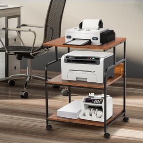 Printer Stand 3 Tier Printer Stand with Wheels Large Rolling Printer Table with Adjustable Storage Shelf Rolling Cart with Paper Storage Shelf for Home Office Organization Heat Press in Kuwait