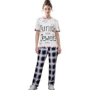 Adult Women Tay Tay Concert Pjs Shirt Pants Set Girls Swift Tshirt Plaid Pajama Pants Halloween Costume Outfit