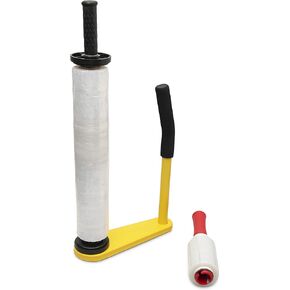 Stretch Film Wrap Dispenser - Pallet Wrapping Tool for Packing, Shipping, Warehouse, Logistics - Adjustable to Hold 17" and 19" Rolls of Shrink wrap - with Hand Wrapping Tool
