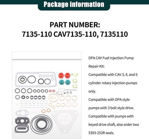 طقم إصلاح مضخة حقن الوقود طوقا الختم 7135-110 DPA CAV متوافق مع Ford 2000 3000 5000 7000 + Massey Ferguson Long Tractor DPA CAV 3 4 6 Cyl Repalece # CAV7135-110 7135110 in Kuwait