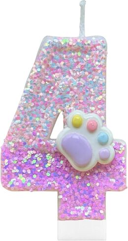 Dog Paw Birthday Number Candles for Cake Decoration, Pink Dog Cat Paw Number 4 Candle, Dog Themed Birthday Cake Topper for Party Decorations Favors Supplies in Saudi Arabia