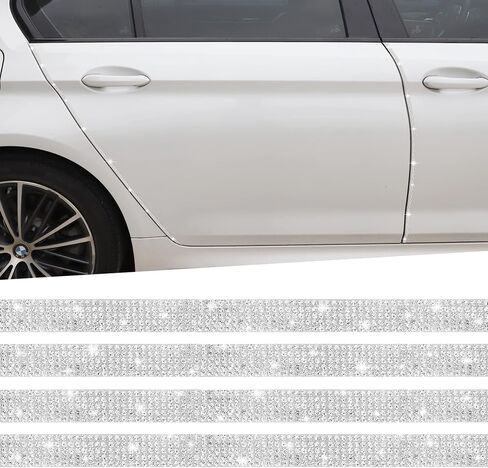 TOMALL Bling Car Door Guard Crash Bumper Crystal Anti-Scratch Strip ملصق كريستالي باب السيارة ممتص الصدمات ملحقات DIY للديكور الداخلي والخارجي ملحقات التصميم باللون الأبيض in Saudi Arabia