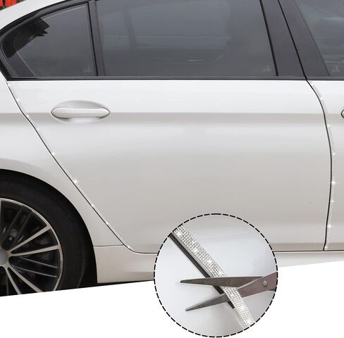 TOMALL Bling Car Door Guard Crash Bumper Crystal Anti-Scratch Strip ملصق كريستالي باب السيارة ممتص الصدمات ملحقات DIY للديكور الداخلي والخارجي ملحقات التصميم باللون الأبيض in Saudi Arabia