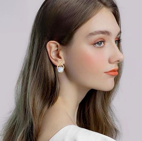 YONVUN Austrian Crystal Drop Dangle Earrings | Plated 18K/Rose Gold Zircon Gemstone Birthstone Hanging Dangly Stud Earrings Jewelry Gift for Wife Mom Daughter Girlfriend in Kuwait
