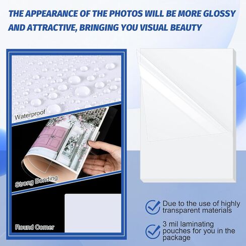 150 Pack Self Adhesive Laminating Sheets A4 A5 A6 Size Clear Laminate Sheets, No Heat, No Machine Needed 3mil Laminate Sheets for Letter, Photo, ID Badge, Certificates and Cards in Saudi Arabia