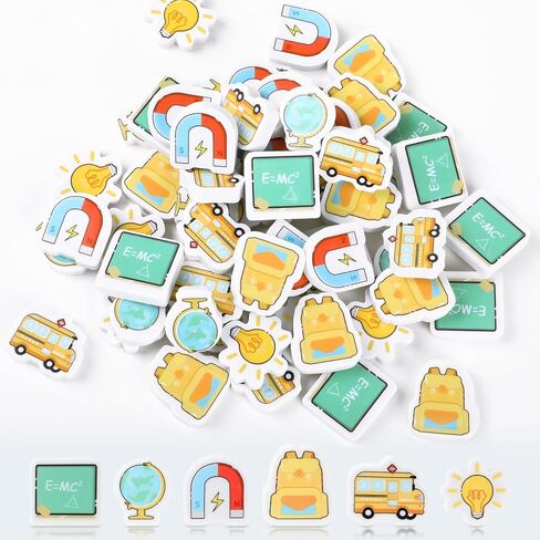 60PCS Back to School Mini Erasers - Bulk Cute Pencil Erasers for Kids Including School Bus Schoolbag Lamp Bulb Pattern for School Supplies Classroom Prizes Student Homework Rewards in Saudi Arabia