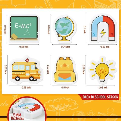 60PCS Back to School Mini Erasers - Bulk Cute Pencil Erasers for Kids Including School Bus Schoolbag Lamp Bulb Pattern for School Supplies Classroom Prizes Student Homework Rewards in Saudi Arabia