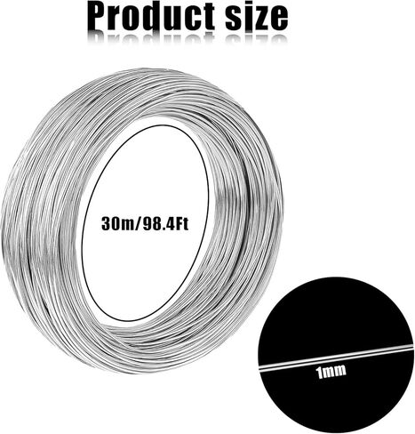 LUTER Aluminum Craft Wire, 98.4ft/ 30m 18 Gauge 1mm Metal Wire Flexible Bendable Crafting Wire for Jewelry Making DIY Crafts Gardening Sculpting in Kuwait