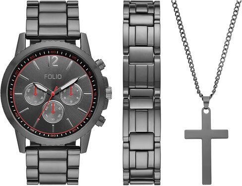 Folio Men's -Tone Watch, Bracelet and Accessories Gift Set in Kuwait
