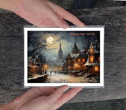 حزمة ورق Decoupage (21 ورقة مقاس 6 بوصات × 8 بوصات) بطاقات صور عيد الميلاد ذات الطراز العتيق لعيد الميلاد والمناظر الطبيعية الشتوية FLONZ من أجل Decoupage والحرف اليدوية وسكرابوكينغ in Kuwait