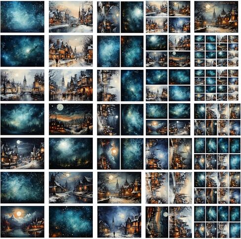حزمة ورق Decoupage (21 ورقة مقاس 6 بوصات × 8 بوصات) بطاقات صور عيد الميلاد ذات الطراز العتيق لعيد الميلاد والمناظر الطبيعية الشتوية FLONZ من أجل Decoupage والحرف اليدوية وسكرابوكينغ in Kuwait