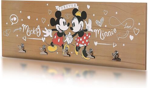 POP Creations Mickey Mouse and Minnie Mouse Room Decor - Hanging Photo Display With Clips (5 Metal Photo Clips), Ready-to-Hang MDF Plaque Photo Wall Display, 24x8 in in Saudi Arabia