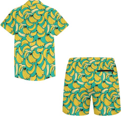 طقم ملابس أطفال من Bananas Boys Hawaiian مكون من قطعتين من القمصان ذات الأزرار السفلية وبطانة مضغوطة لصيف الشاطئ in Saudi Arabia