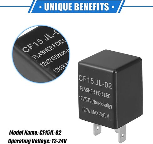 إصلاح مرحل ومضي LED إلكتروني، CF15 JL02 فلاشات إشارة الانعطاف عالمية للسيارة غير قطبية مفتوحة عادة ABS أسود in Saudi Arabia