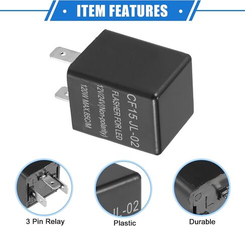 إصلاح مرحل ومضي LED إلكتروني، CF15 JL02 فلاشات إشارة الانعطاف عالمية للسيارة غير قطبية مفتوحة عادة ABS أسود in Saudi Arabia