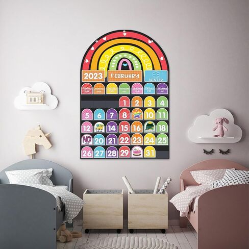 Rainbow Design Calendar Pocket Chart for Classroom & Home with 96 Activity Cards -Educational and Learning Calender Skills (English) in Saudi Arabia
