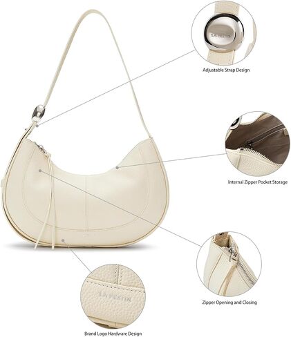 LA FESTIN Leather Crescent Bag - Adjustable Strap Shoulder Bag for Women’s Crossbody Handbags, Designer Satchel Purses in Saudi Arabia