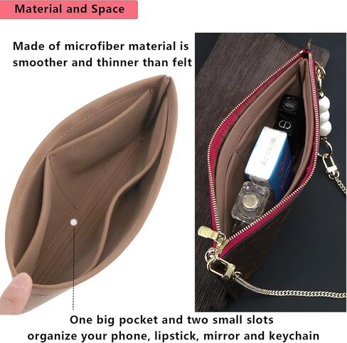 Conversion Kit for Neverfull Pouch, Purse Insert Organizer Compatible with LV Neverfull MM GM Pouch, Convert Tote Inner Pochette Into A Crossbody (Brown) in Saudi Arabia