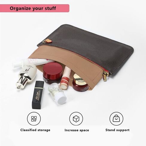 Conversion Kit for Neverfull Pouch, Purse Insert Organizer Compatible with LV Neverfull MM GM Pouch, Convert Tote Inner Pochette Into A Crossbody (Brown) in Saudi Arabia