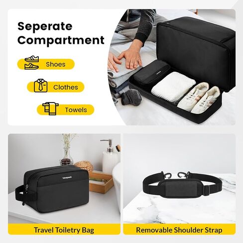 Vorspack Duffle Bag for Travel - 50L Travel Duffel Bags with Toiletry Bag Large Gym Bags for Men Sports Overnight Weekender Bag with Shoe Compartment - Black in Saudi Arabia