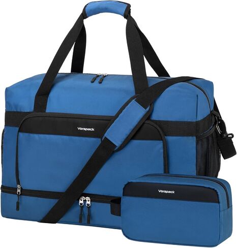 Vorspack Duffle Bag for Travel - 50L Travel Duffel Bags with Toiletry Bag Large Gym Bags for Men Sports Overnight Weekender Bag with Shoe Compartment - Black in Saudi Arabia