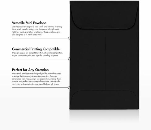 LUXPaper #1 Coin Envelopes | 2 1/4" x 3 1/2" | Midnight Black | 80lb. Text | 50 Qty in Saudi Arabia