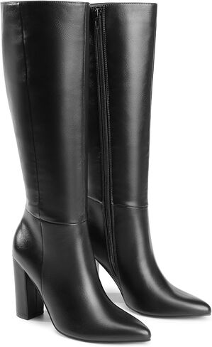 DREAM PAIRS Knee High Boots Women Chunky Heel Pointed Toe Tall Boots for Women Side Zipper Long Boots in Saudi Arabia