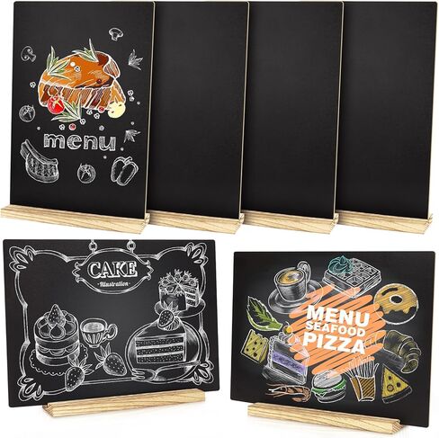6 PCS Wooden Chalkboard Signs with Holder, Blackboard Sign for Restaurant Menu Board, Wedding Party Decor, 8x12 Inches in Kuwait