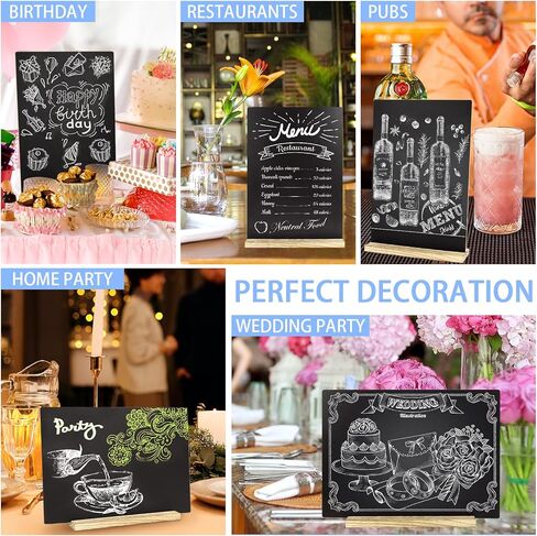 6 PCS Wooden Chalkboard Signs with Holder, Blackboard Sign for Restaurant Menu Board, Wedding Party Decor, 8x12 Inches in Kuwait