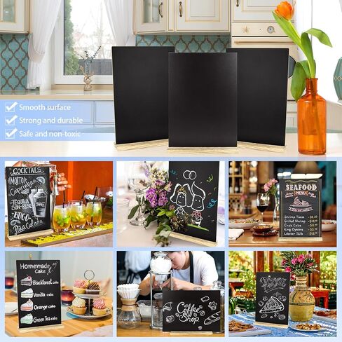 6 PCS Wooden Chalkboard Signs with Holder, Blackboard Sign for Restaurant Menu Board, Wedding Party Decor, 8x12 Inches in Kuwait