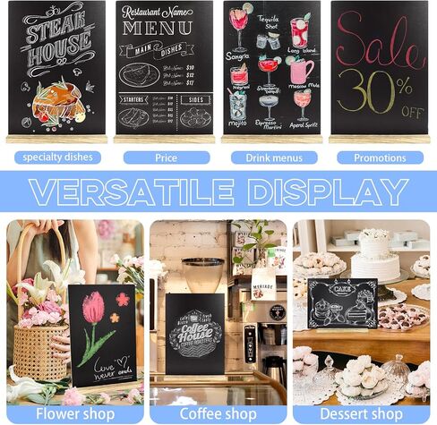 6 PCS Wooden Chalkboard Signs with Holder, Blackboard Sign for Restaurant Menu Board, Wedding Party Decor, 8x12 Inches in Kuwait