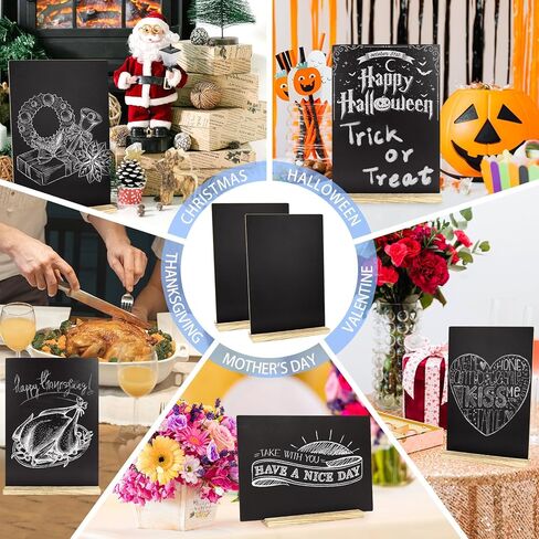 6 PCS Wooden Chalkboard Signs with Holder, Blackboard Sign for Restaurant Menu Board, Wedding Party Decor, 8x12 Inches in Kuwait