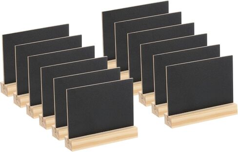 PATIKIL Mini Tabletop Chalkboard Signs, 12Pcs Small Chalkboard Signs with Easel Stand Double Side Wooden Rectangle Chalkboard for Food Labels Party Weddings Event Decorations in Saudi Arabia
