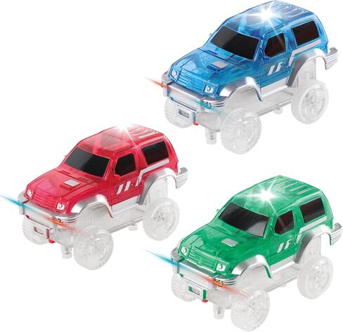 PicassoTiles 3 Pack LED Race Track Cars, Magnetic Tile STEM Toy Set Ages 3+ in Kuwait