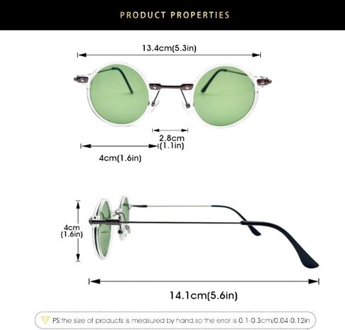 Small Round Sunglasses Men Women, Vintage Punk Circle Style Metal Frame Hippie Sun Glasses UV400 Lens in Saudi Arabia